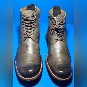 Timberland City 6 Side Zip Earthkeeper Leather Green Cap Toe Lace Up Boots Sz 9